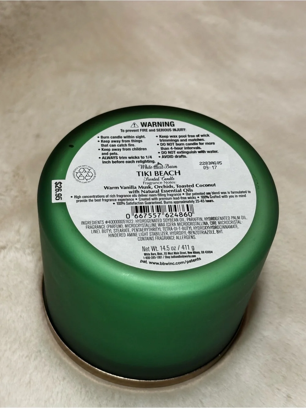 White Barn Tiki Beach Scented Candle - Picture 3 of 3
